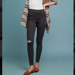 Spanx distressed black jean leggings size medium